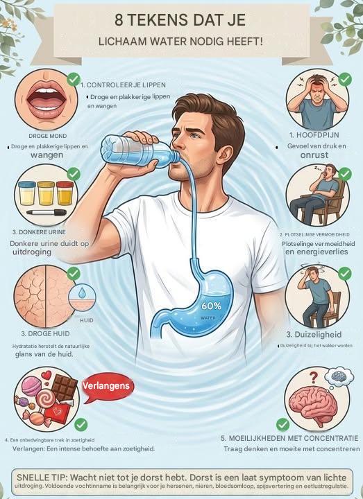 🚨 8 tekeningen dat je lichaamswater nodig heeft! 💧😳.
