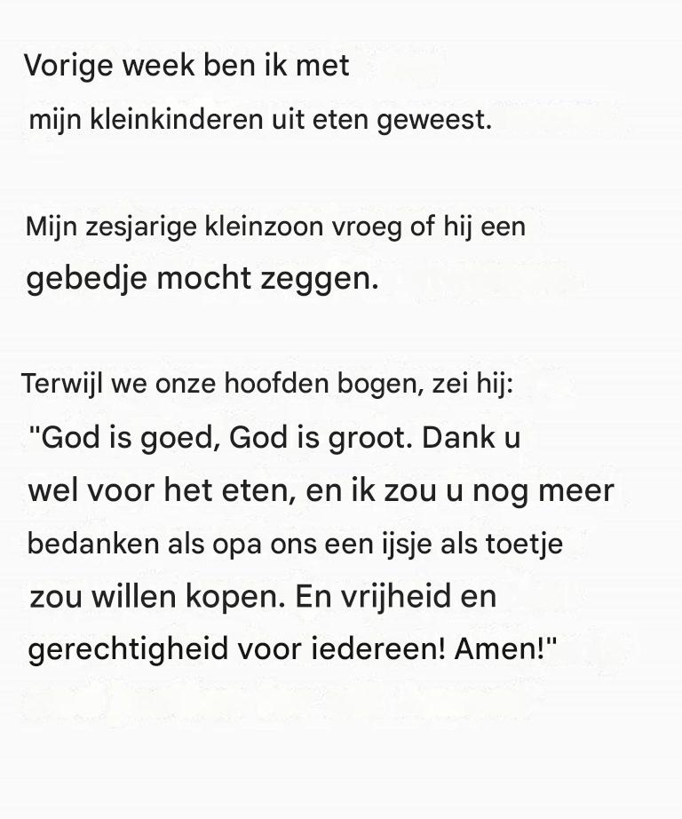 Ik draag dit bericht op alle grootouders.