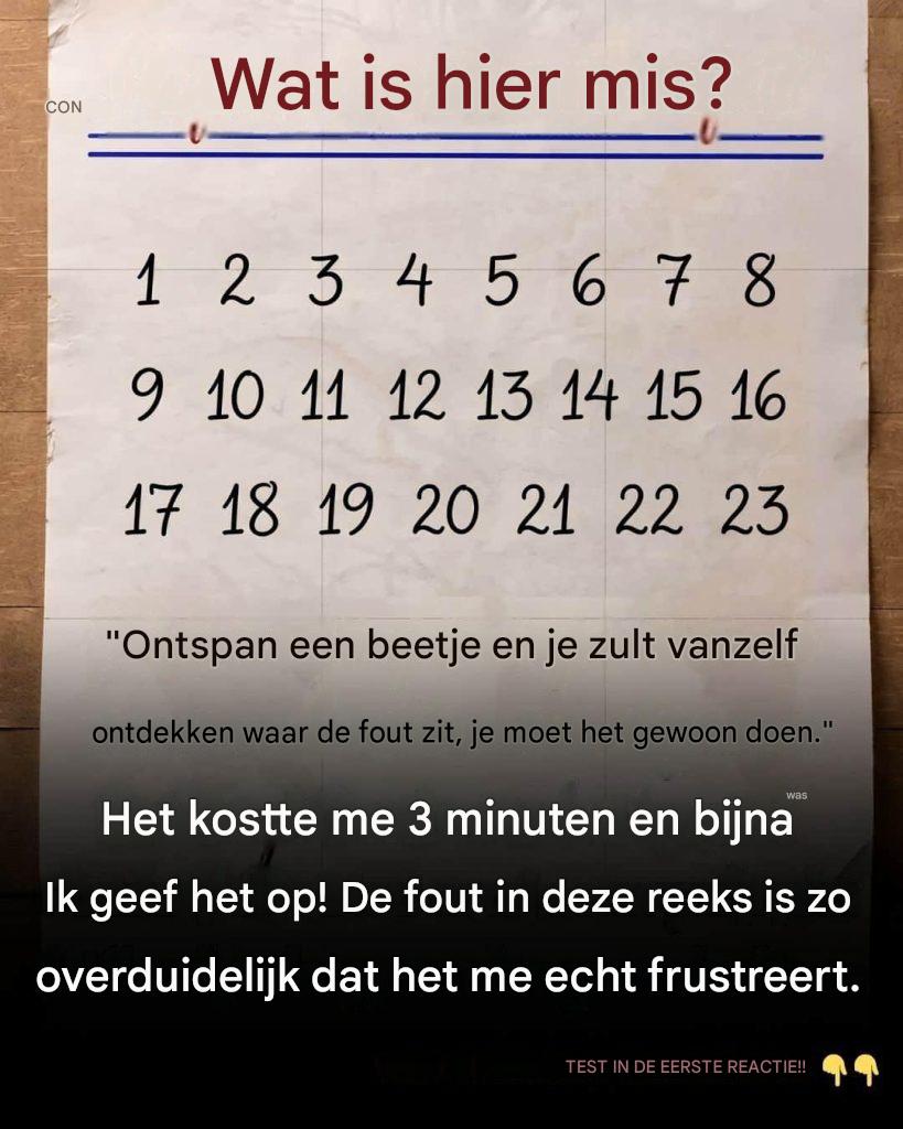 Het kostte me 3 minuten en ik gaf het bijna op! De fout in deze reeks is zo overduidelijk dat ik er gek van word.