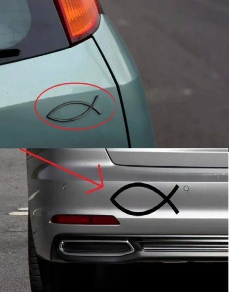 Wat betekent het kleine visvormige symbooltje op de achterkant van sommige auto’s en waar dient het voor?