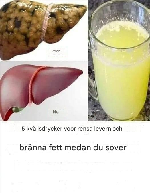 5 vloeistof om voor het slapengaan te drinken om de hendel te reinigen en vet te verbranden