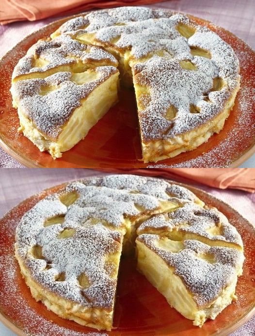 Italiaanse appeltaart met 150 ml zure room en 800 g appels, smelt in je mond.😋