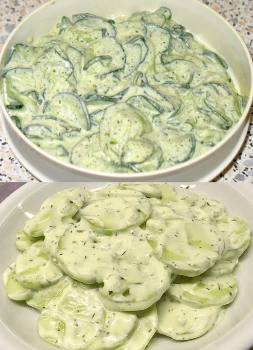 Yoghurtsalade met komkommers, klaar in 7 minuten (2 komkommers)