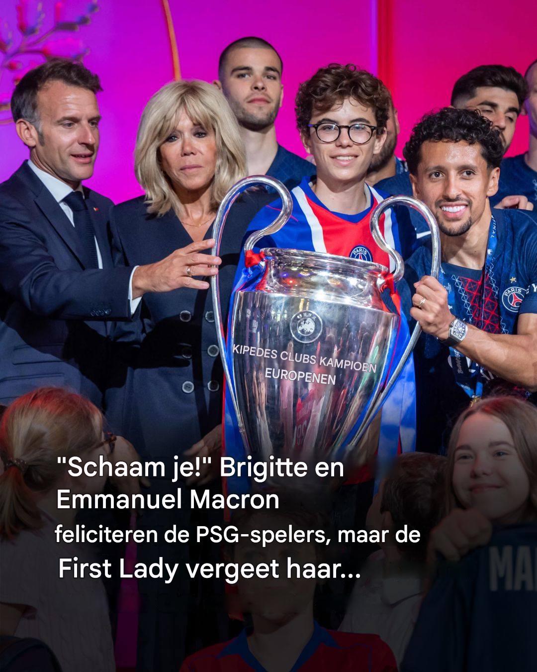 Brigitte en Emmanuel Macron feliciteren de PSG-spelers: feestelijke sfeer in het Élysée!